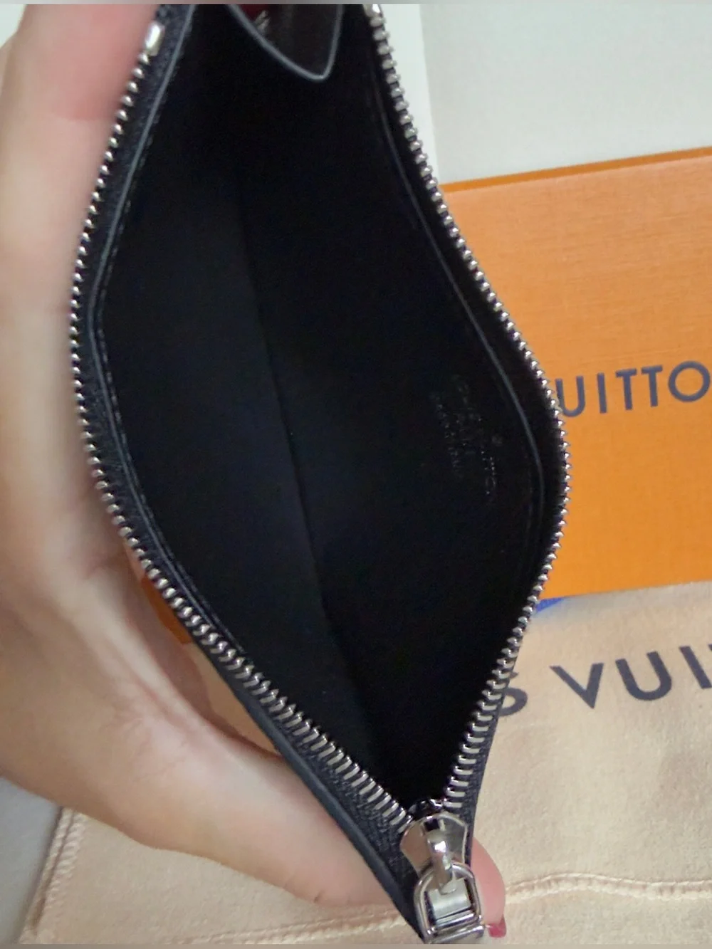 Louis Vuitton Damier Graphite Coin Card Holder Zipper Card Wallet Box & Dust Bag